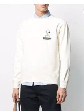 Sandro Paris x Snoopy Smile Sweatshirt Men's Small Ecru White Crewneck Unisex